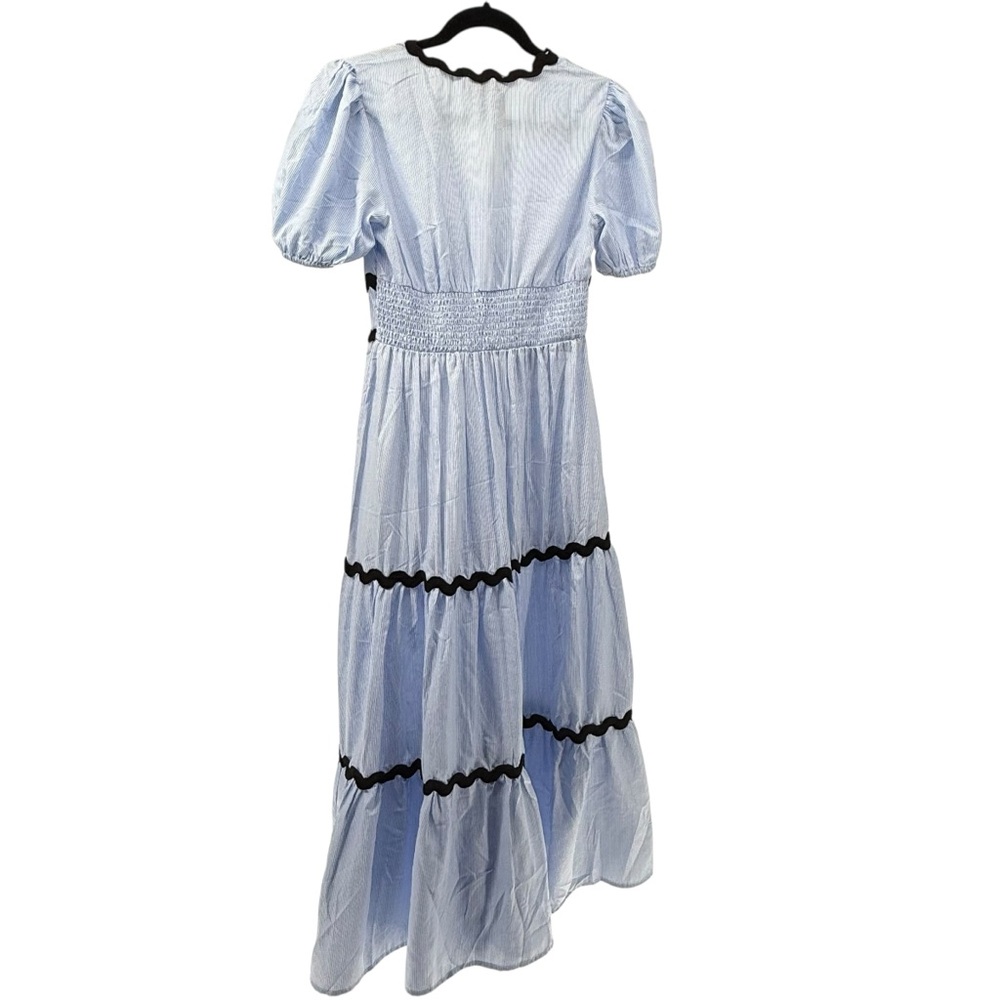 TRULY 4 You Blue and Black Short Sleeve Tiered Maxi Dress - Picture 2 of 12